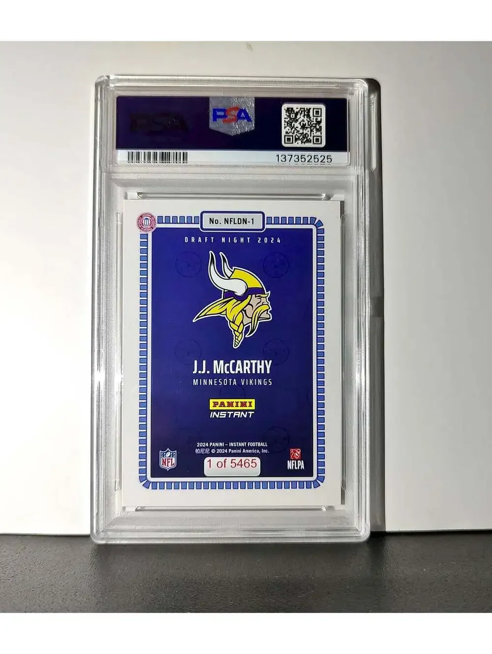 J.J. McCarthy 2023 Panini Instant Draft Night #NFLDN-1 PSA 9 Mint